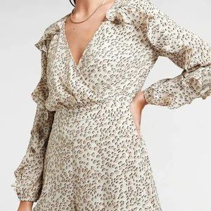 NWT Express Leopard Ruffle Wrap Romper XXS